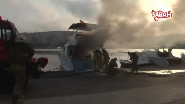 Balat’ta sahile demirleyen tekne yandı: İçerde uyuyan karı koca son anda kurtuldu | Video