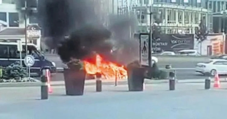 Seyir halinde alev aldı