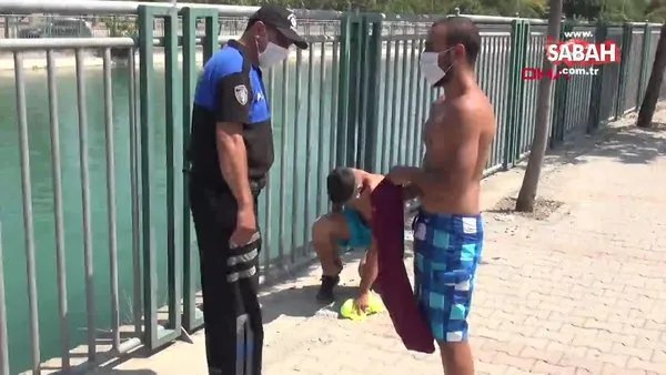 Adana'da sulama kanalında yüzen gençlere polisten sürpriz hareket | Video