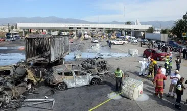 Meksika’da kamyon 6 aracı biçti! Araçlar alev aldı
