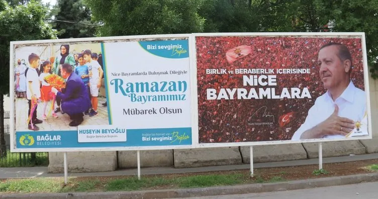 Diyarbakır’da Cumhurbaşkanı Erdoğan’ın bayram kutlaması bilboardlarda