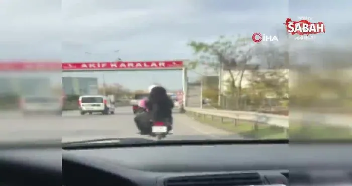 Bursa’da çocukların hayatını hiçe sayan 5 kişinin tehlikeli motosiklet yolculuğu kamerada
