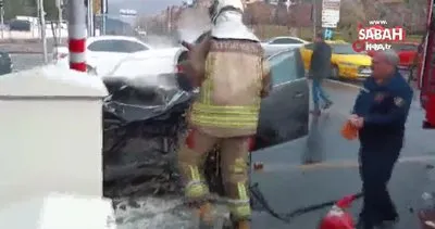 Ankara’da feci kaza: 2 aracın karıştığı kazada 1 araçta yangın çıktı | Video
