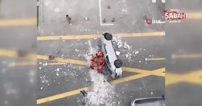 Çin’de feci olay! Elektrikli otomobil 3. kattan düştü! 2 ölü | Video