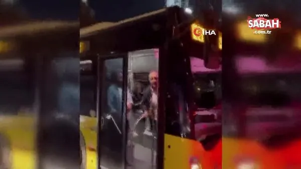 İETT şoförü trafikte sürücünün üstüne yürüdü | Video