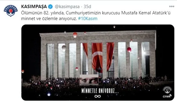 Spor camiası 10 Kasım’da Atatürk’ü andı! İşte paylaşımlar...