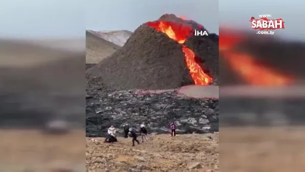 İzlanda'da patlayan volkanın önünde voleybol maçı | Video