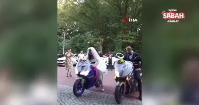 İstanbul’da düğünde ilginç anlar kamerada: Nikaha motosikletle geldiler | Video