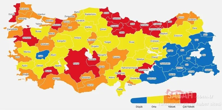 İllere göre korona risk haritası: Koronavirüs risk haritası ile düşük, orta, yüksek ve çok yüksek riskli iller hangileri? İstanbul, İzmir, Ankara son durum