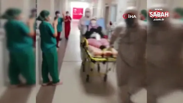 İzmir'de corona virüsü yenen yaşları 92 ile 70 arasındaki hastalar bir bir alkışlarla böyle taburcu edildi | Video