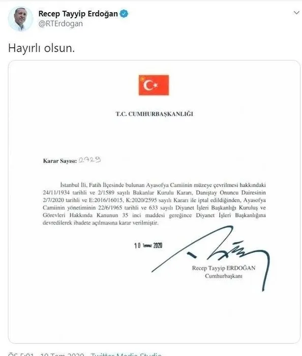 Açılışını Başkan Erdoğan yapmıştı:  Ayasofya’nın yeniden cami oluşunun üzerinden 3 yıl geçti