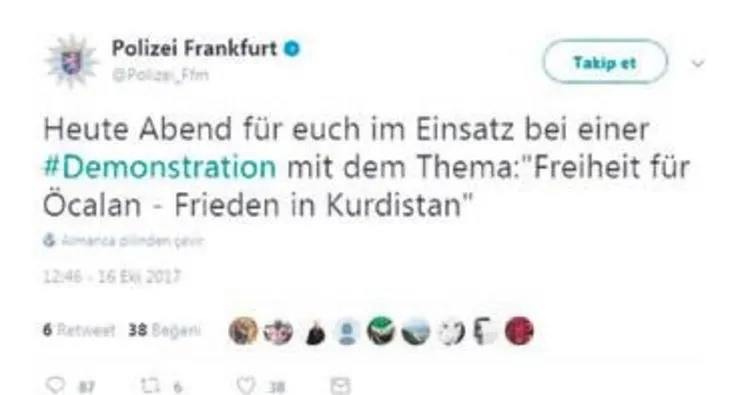 Alman polisinden skandal PKK tweet’i