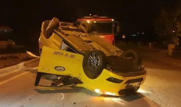 Antalya’da feci kaza! Kamyonetle çarpışıp takla atan taksiden burnu kanamadan çıktı