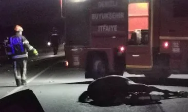 Denizli’de ata çarpan otomobil takla attı: 1 ölü 1 yaralı #denizli