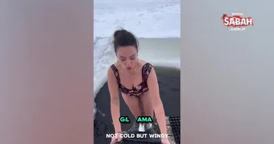 Pelin Akil, buz gibi sulara kendini böyle bıraktı | Video