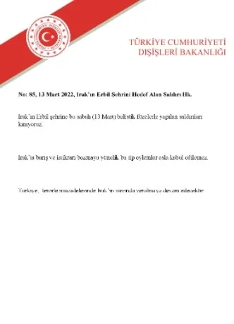 Erbil'deki füze saldırısına Dışişleri Bakanlığı'ndan kınama: Asla kabul edilemez