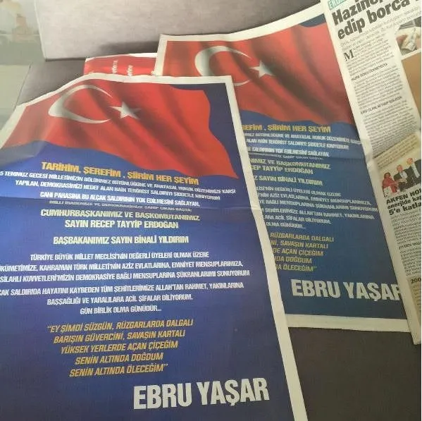 Eşi, Ebru Yaşar’ın adına gazetelere tam sayfa ilan verdi