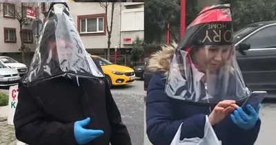 İstanbul’da bir çift, corona virüse karşı kafalarına taktıkları şeylerle sosyal medyada olay oldu ’Karım isteyince...’ | Video