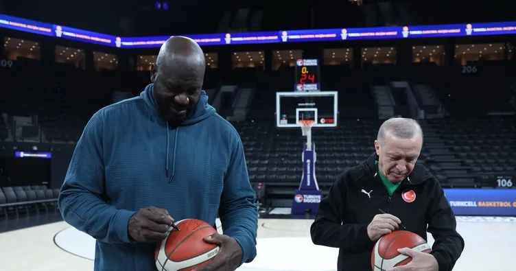 Başkan Erdoğan NBA yıldızı Shaquille O’Neal ile basketbol oynadı