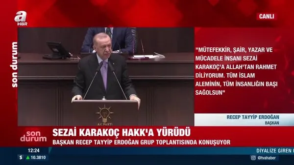 SON DAKİKA: Başkan Erdoğan 