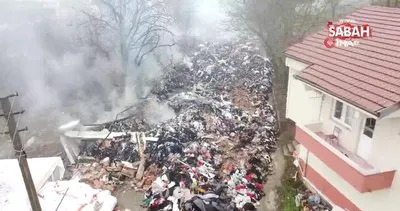Tekstil atölyesine ait depoda çıkan yangın 14 saat sonra söndürüldü | Video
