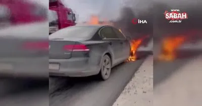 Oto serviste bakımları yapılan araç, test sürüşünde alev alev yandı | Video