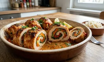 Ana yemeklerinizin vazgeçilmezi olacak! Sebzeli tavuk rulo tarifi