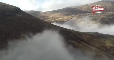 Dağ eteklerindeki sis bulutları böyle görüntülendi | Video