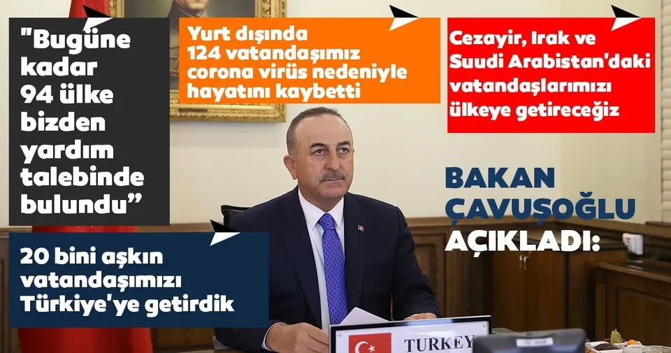Son dakika: Bakan Çavuşoğlu duyurdu! Toplam 50'den fazla ülkeden 20 bini aşkın vatandaşımızı ülkemize getirdik