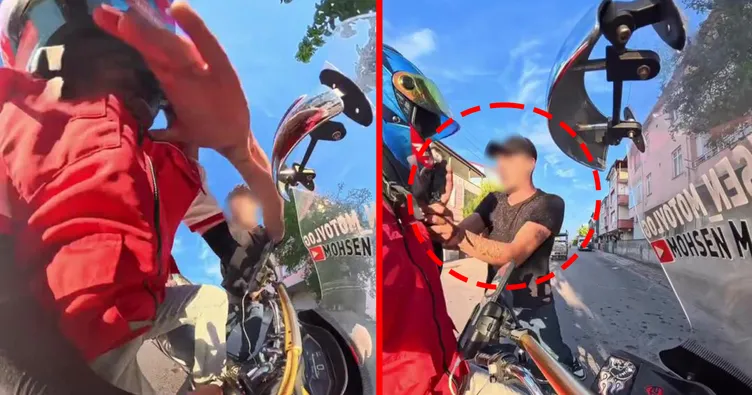 Kocaeli’nde trafikte maganda dehşeti! Seni gebertirim diyerek motokuryeye saldırdı