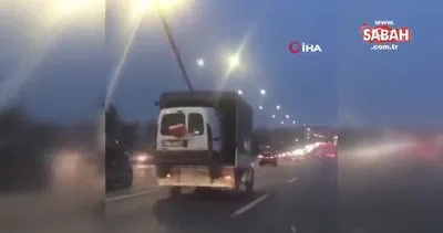 FSM Köprüsü’nde ilginç anlar: Kamyonetin kasasında araç taşıdı | Video