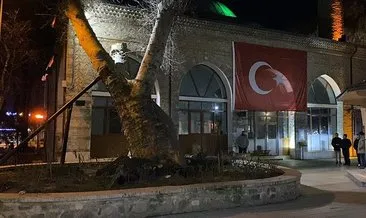550 yıllık çınar, tarihi caminin üzerine devrildi #bursa