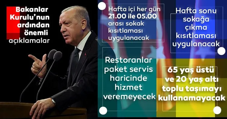 Son dakika haberi: Başkan Erdoğan Bakanlar Kurulu sonrası açıkladı! Hafta içi uygulanacak sokak kısıtlaması belli oldu