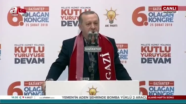 Cumhurbaşkanı Erdoğan, Gaziantep'te AK Parti İl Kongresi'nde konuştu