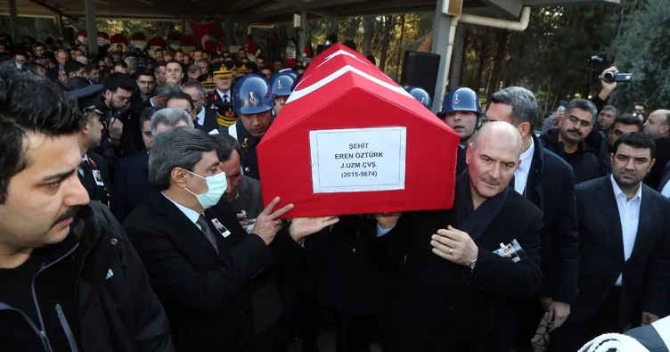 İçişleri Bakanı Soylu şehitlerin tabutlarını taşıdı! Şehit, polis dayısıyla aynı kaderi paylaştı