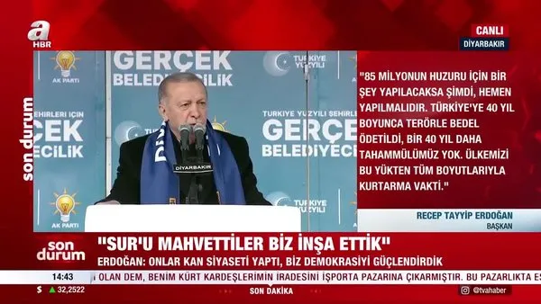 Başkan Erdoğan'dan Diyarbakır mitinginde önemli açıklamalar | Video