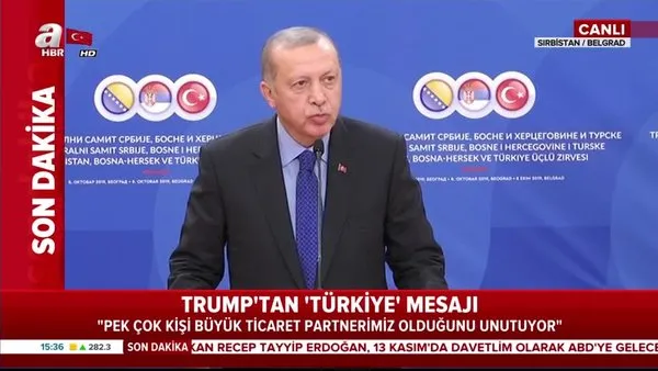 Başkan Erdoğan Belgrad'da konuştu: Bosna'nın durumunu önemli
