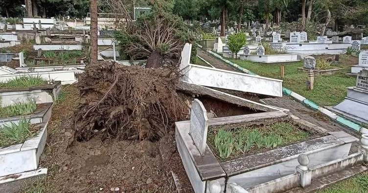 Ereğli’de fırtınada hasar gören mezarların tespitleri yapılıyor