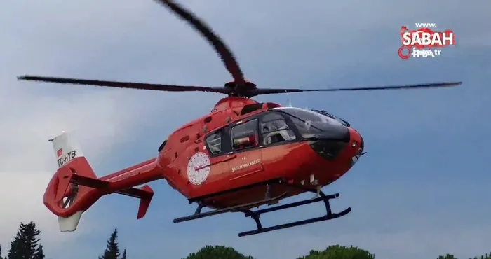 Kalp krizi geçiren vatandaş için ambulans helikopter havalandı | Video