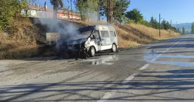 Amasya'da işçi servisi alev alev yandı #amasya