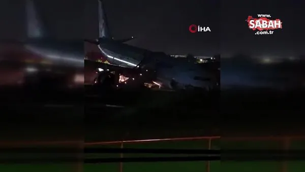 Filipinler'de yolcu uçağı pistten çıktı | Video