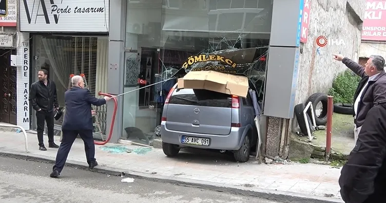Otomobil terzi dükkanına daldı