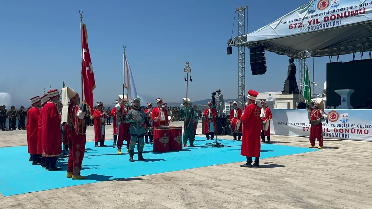 Çanakkale'de Gelibolu'nun Fethi ve Rumeli'ye Geçişin 672. Yılı anma töreninden genel plan