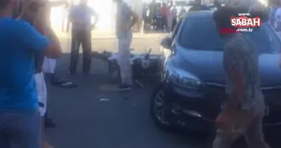 Tekirdağ’da motosiklet sürücüsü çarpıştığı otomobilin tavanına düştü