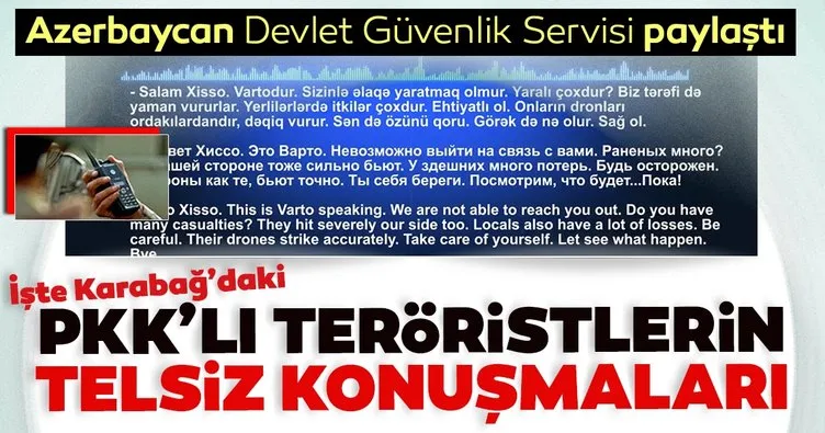 Azerbaycan, Karabağ’da Ermenistan için savaşan PKK’lı teröristlerin telsiz konuşmalarını yayınladı