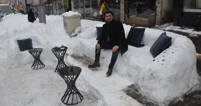 Mobilya mağazası çalışanları kardan koltuk yaptı #mus