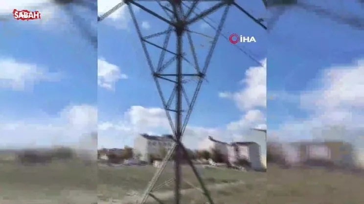 Yüksek gerilim hattına tırmandılar, tehlikeli anlarını böyle kaydettiler | Video