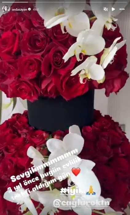 Buket değil çiçek bahçesi! Çağlar Ökten’den eşi Seda Sayan için romantik Sevgililer Günü kutlaması!