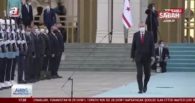 Başkan Erdoğan KKTC Cumhurbaşkanı Ersin Tatar’ı resmi törenle karşıladı | Video