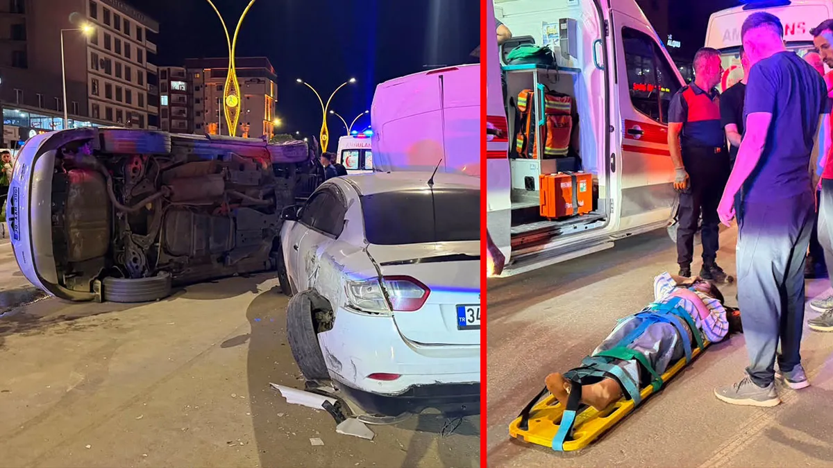 Hakkari’de korkunç kaza! Otomobil park halindeki araçlara çarpıp devrildi: Yaralılar var!